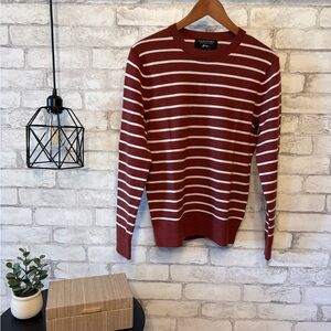 Banana Republic Men's Crewneck Sweater - Red and White Stripes